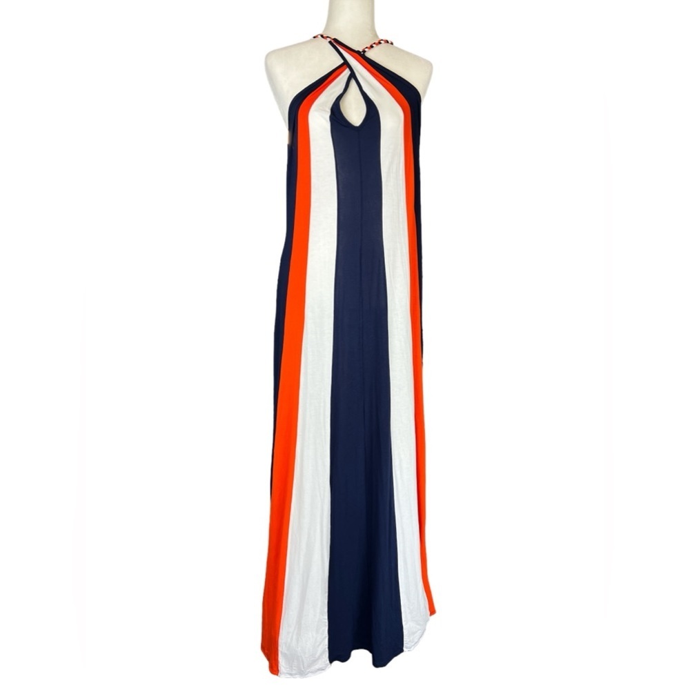 Venus Colorblock Summer Halter Strappy Beach Resort Wear Long Maxi Dress - Picture 4 of 8